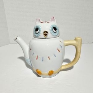Vintage Emson Handpainted Single Serve Ceramic Owl Teapot